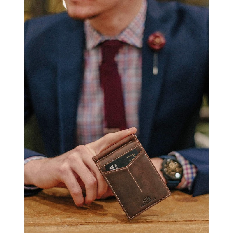 SERMAN BRANDS RFID Blocking Wallet Slim Bifold - Genuine Leather