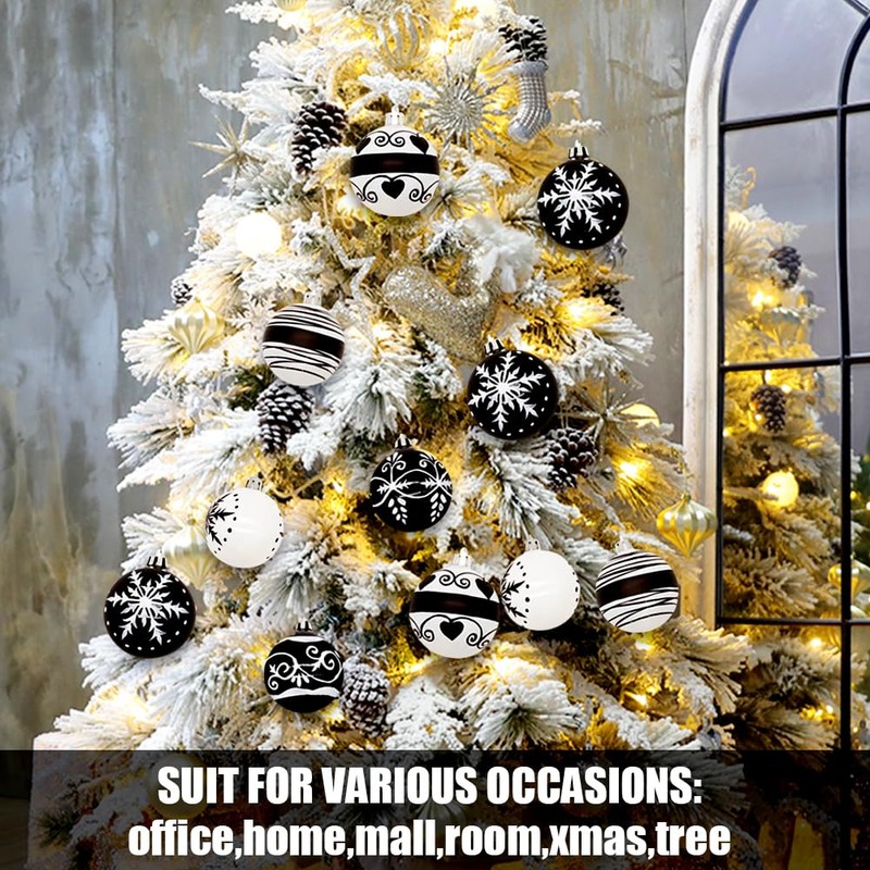 BRTNUP Pack of 16 Christmas Baubles Ornaments Christmas Tree Baubles