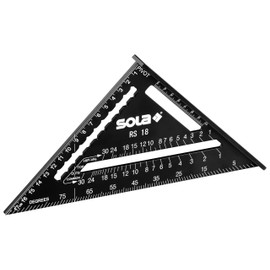SOLA - RS 18-5in1 Carpenter's Square - Try Square 18 cm - Robust Aluminium Carpenter's Square with Metric Scale - Multifunctional Angle: Ruler, Try Square, Mitre Square, Protractor