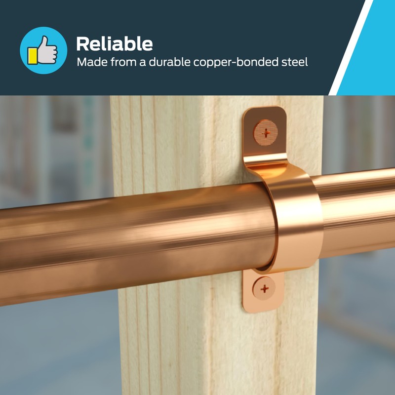 HoldRite 1/2 Inch Copper 2-Hole Strap, 50 Pack, Pipe Support,