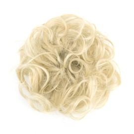 IMISSU 2 Pieces Messy Bun Hairpiece Updo Fake Hair Bobbles Ponytail Extension Wavy Curly Hairpieces Chignon Headband (2 Pieces Beach Blonde)
