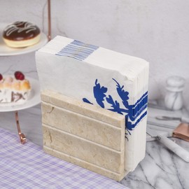 Creative Home Natural Champagne Marble Napkin Holder Stand Tissue Paper Dispenser Dining Table Kitchen Countertop Organizer, Panda Collection, 5.8" x 3" x 4.5" H