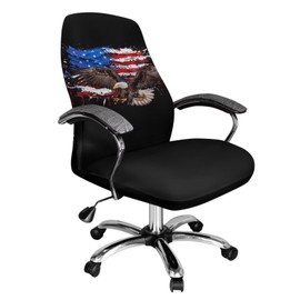 Voxugoniy Office Chair Cover, American Flag Stretch Dust-Proof Computer Chair Cover Washable Stain-Resistant Dorm Rotating Chair Slipcover Gifts for Women Men