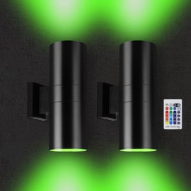 Yasotek Up and Down Lights Outdoor, 96W RGBW Color Changing Wall Lights with RF Remote Controller for Garage,Front Door, Post, Patio, Terrace, Hallway, Porch