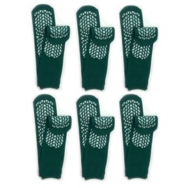 "Secure Step" Double-Sided Tread Non Slip Safety Socks, 6 Pair (XX-Large, Green)