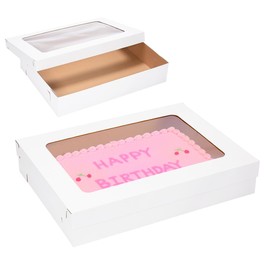 Huoshange 26.5x19.5 x 5 Inches 6 Pack Full Sheet Cake Box with Window,Large Bakery Boxes Corrugated Rectangle Cake Boxes for Donuts,Muffins,Cupcake,Brownie,Pastry Baking,Decor Supplies