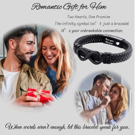 Gkmamrg Gifts for Men Husband Boyfriend Leather Bracelet - Birthday Gifts for Valentines Christmas