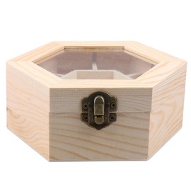 HEALLILY 1 x Wooden Jewellery Box Jewellery Box Jewellery Box Hexagonal Storage Box Jewellery Container with Lid for Birthday Wedding Party Gift
