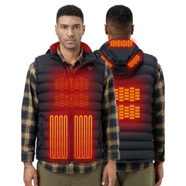 iHood Men's Heated Vest with Battery Pack, Heated Vest Men with Retractable Heated Hood Washable Heated Jackets for Men