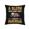 A Sloth Does More Work Than My Pancreas Throw Pillow