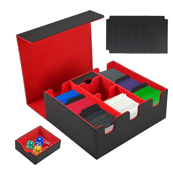 Weigudoc Deck Box pour cartes Magic The Gathering, avec 6 séparateurs de cartes de qualité supérieure et compartiment dés, boîte de jeu pour plus de 1200 cartes MTG, compatible avec MTG TCG Commander