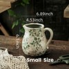 Beige and Green Ceramic Vase, Farmhouse Pitcher Vase with Handle,