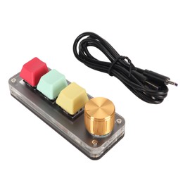 USB Mini 3 Key Keypad with Knob DIY Programmable Type C Wired Connection Blue Switch One Handed Keypad for Gaming Colorful
