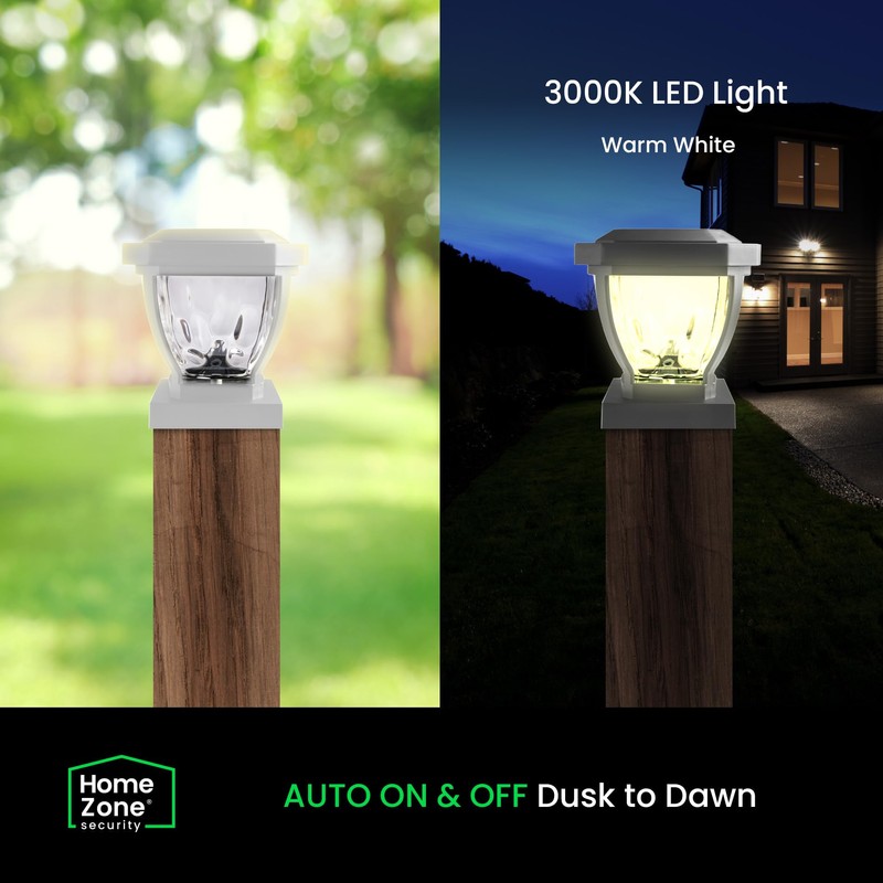 Home Zone Security Solar Post Cap Lights - Decorative Glass