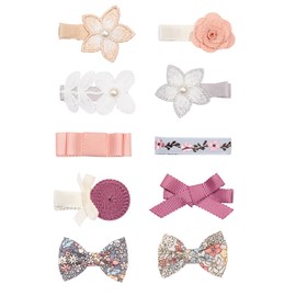 LKCCTK Cute Hair Pins, Set of 10, Bangs Clips, Ribbon and Flower Design, Kids, Hair Accessories, Stylish, Birthday Gift, Everyday Use, Girls, Kids