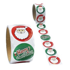 Christmas Decorating Face Stickers, Santa, Candy Canes, Ginger Bread Man, Snow Man Sticker Face, Great for Arts and Crafts, Party Favors, 100 Assorted Stickers (Santa)