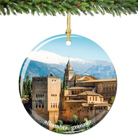 Alhambra Granada Spain Christmas Ornament, Porcelain 2.75 Inch Spanish Christmas Ornaments