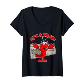 Womens Funny Lobster It's a Trap Fishing Seafood Meme Pun V-Neck T-Shirt