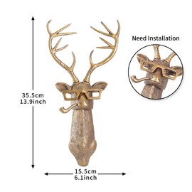 Joogour Head Wall Mount Decor,Resin Animal Sculptures，Art Deco Wall Hanging Decoration for Living Room Bedroom Officeroom Gift (Deer)