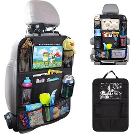 Matenf Car Organizer Back Seat with 9 Storage Pockets & 10″ Tablet Holder, 1Pack Seat Back Cover for Kids Toddlers, Kick Mats Protector, Keep Cars Vehicles Organized & Tidy, Travel Accessories
