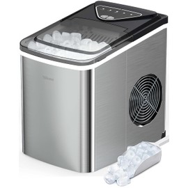 Silonn Ice Makers Countertop, 9 Cubes Ready in 6 Mins, 26lbs in 24Hrs, Self-Cleaning Ice Machine with Ice Scoop and Basket, 2 Sizes of Bullet Ice for Home Kitchen Office Bar Party