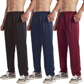 ZH 3-Pack Men's Mesh Jogger Pants, Comfortable Athletic Pants with Pockets for Active Wear, Lightweight & Breathable