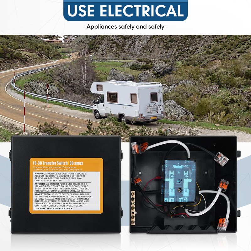 LINKCRO Automatic Transfer Switch，30 Amp Transfer Switch Kit for Inverter/Shore