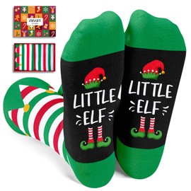Zmart Christmas Gifts Stocking Socks For Boys Girls - Little Elf Socks Secret Santa Socks For Big Kids, Xmas Stocking Stuffers For 7-9 Years