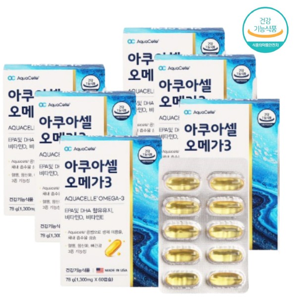 Aquacell method Omega 3 60 capsules x 6 Recommended EPA DHA intake for people in their 50s Omega 3 intake time Bone health Omega 3 fatty acids / 아쿠아셀 공법 오메가3 60캡슐x6개 50대 EPA DHA 섭취량 권장량 오메가3복용시간 뼈건강 오메가3지방산