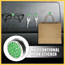 REPAIROCK 4pcs 22mm Bling Car Cute Hooks Dashboard Hooks Storage Hooks for Keys Earphone Purse Car Decoration Accessories Adhesive Wall Hooks Green Auto Replacement Parts