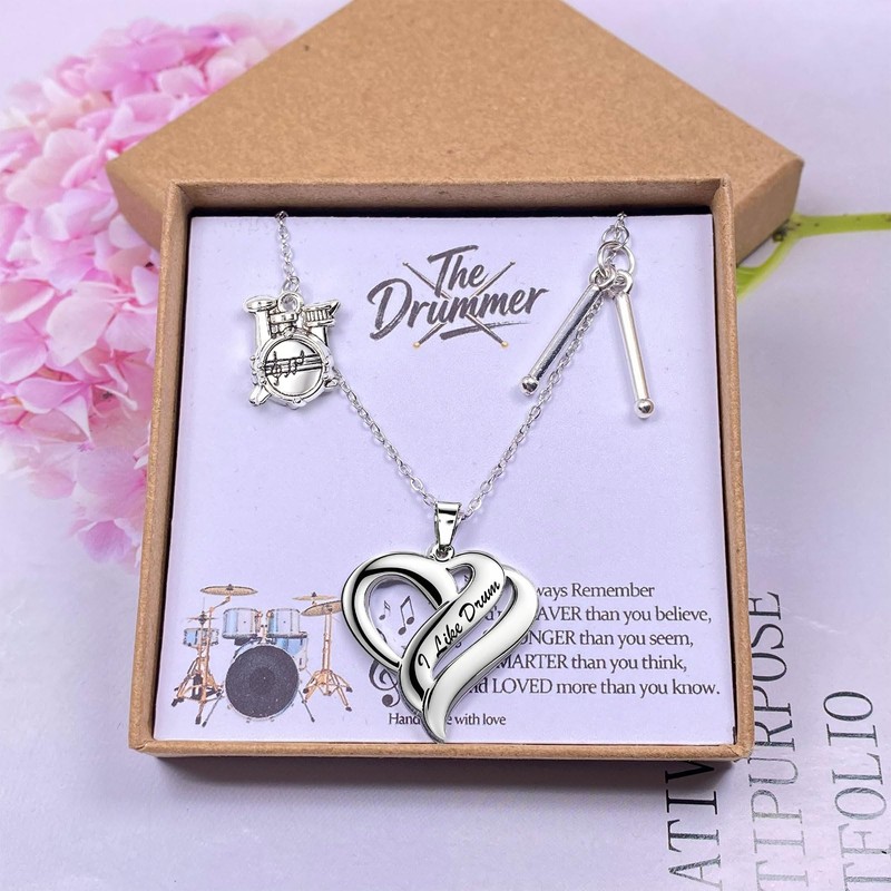 SODLYUE Drummer Drumstick Pendant Necklace, Drumstick Jewelry for Drummers &