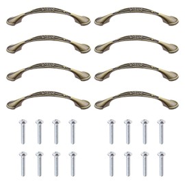 8pcs Vintage Zinc Alloy Drawer Pull Handles with 16 Screws for Wardrobe Bookcase Bedside Furniture 128mm Bronze