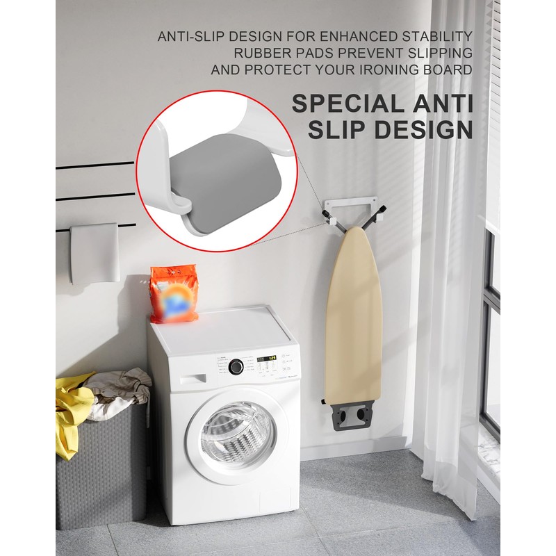 MUSVOH 2PC Ironing Board Hanger Wall Mount Stainless Steel, Y
