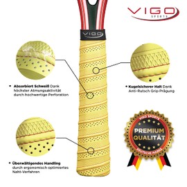 Vigo Sports® Premium Non-Slip Grip Tape - Anti Slip Overgrip Band for Tennis, Badminton & Squash Racquets - Tennis Grip Tapes for Your Racquet!, yellow