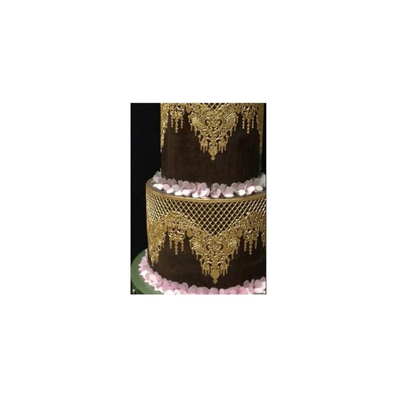 x2 Chandelier Edible Shiny Sugar Lace (Shiny Gold)