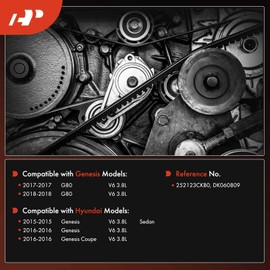 A-Premium Dual-Sided Engine Serpentine Drive Belt Compatible with Hyundai Genesis Coupe 2016 & Genesis G80 2017-2018, 3.8L