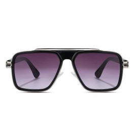 Freckles Mark Trendy Retro Sunglasses for Men Women Classic Stark Vintage Shades 70s Italian Fashion Square Metal Glasses (Silver, 56)