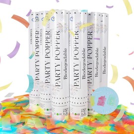 Rice Paper Biodegradable Confetti Cannon,6Pack Biodegradable Mulitcolor Confetti Poppers Party Shooters,12inch Party Poppers For Lawns Wedding,Birthday,Celebrations,Photo Shoots and New Years. - Color: Ricepaper-white