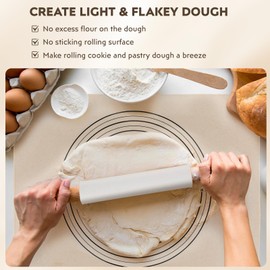 8 Set Pastry Cloth with Rolling Pin Cover, 2PC 25 X 20 Inch Large Cotton Pastry Mats and 6PCS Elastic Rolling Pin Sock Sleeves for Pie Crusts, Cookies, and Pastries Dough