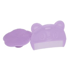 Cepillo para el Cuero Cabelludo del Bebé, Cepillo para la Costra Láctea, 2pcs Suave Cepillo de Silicona para el Baño del Bebé Cepillo para la Cabeza del Bebé para Niños Exfoliar y(Púrpura)