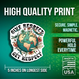 Give Respect Get Respect Magnets - Earth Dragonfly Magnets - Flower Magnets - Inspirational Home Decor - Nature Themed Magnets- 2 Pack - Made in USA - PLDFMAG3505