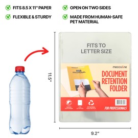 Meccaline Clear Plastic File Folders for Document, Presentation, Project, or Portfolio Filing, Large Thick Heavy-Duty PET Sleeves for U.S. Letter Size Papers, 5-Pack​
