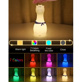 Giraffe Light, Multicolor Cute Nursery Night Lights with Warm White and 7-Color Breathing Modes for Kids, Baby, Children, Bedroom