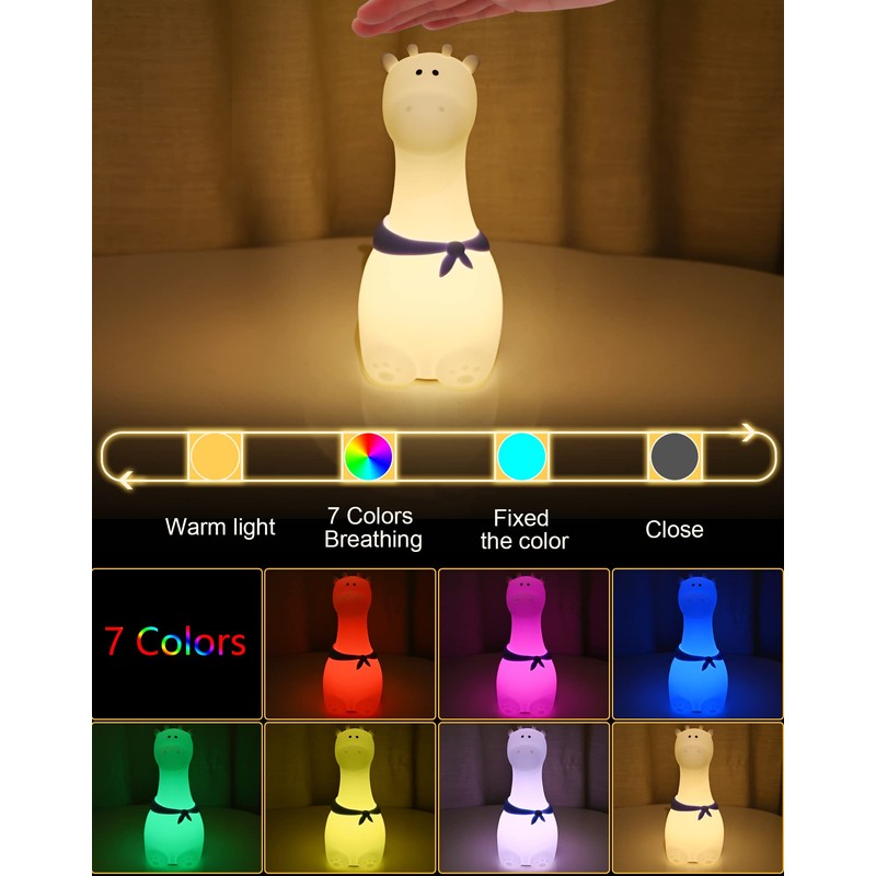 Giraffe Light, Multicolor Cute Nursery Night Lights with Warm White