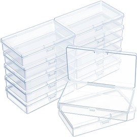 SATINIOR 12 Pack Clear Plastic Beads Storage Containers Box with Hinged Lid for Beads and More (5.2 x 3.03 x 1.18 Inch)
