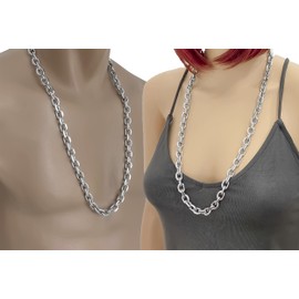RUGGED STEEL Stainless Steel Necklace 11 mm Wide Solid Anchor Chain, Stainless Steel