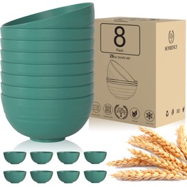 Homienly Cereal Bowl Set, Wheat Straw Fiber Unbreakable Lightweight Bowls Set (Green, 26 OZ)