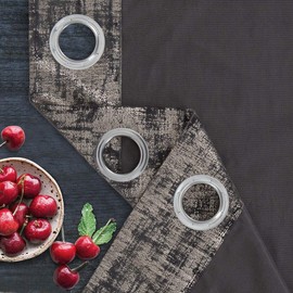 always4u Soft Velvet Curtains 95 Inch Length Luxury Bedroom Curtains Gold Foil Print Window Curtains for Living Room Set of 2 Charcoal Grey