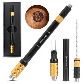 KEENSUN 4-in-1 Cigar Punch Tool Set with 2 Size Cigar Punch(7mm/9mm), Cigar Draw Enhancer Cutter and Twin Nubber (Black Gold)