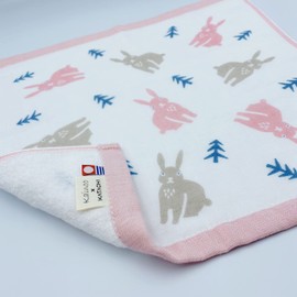kainoo x KATACHI Imabari Towel, Single-Sided Gauze, Hand Towel, Rabbit, 13.4 x 13.8 inches (34 x 35 cm), Made in Japan, Imabari Towel, Gauze Towel, 100% Cotton, Skin-friendly, Cute, 100% Cotton,
